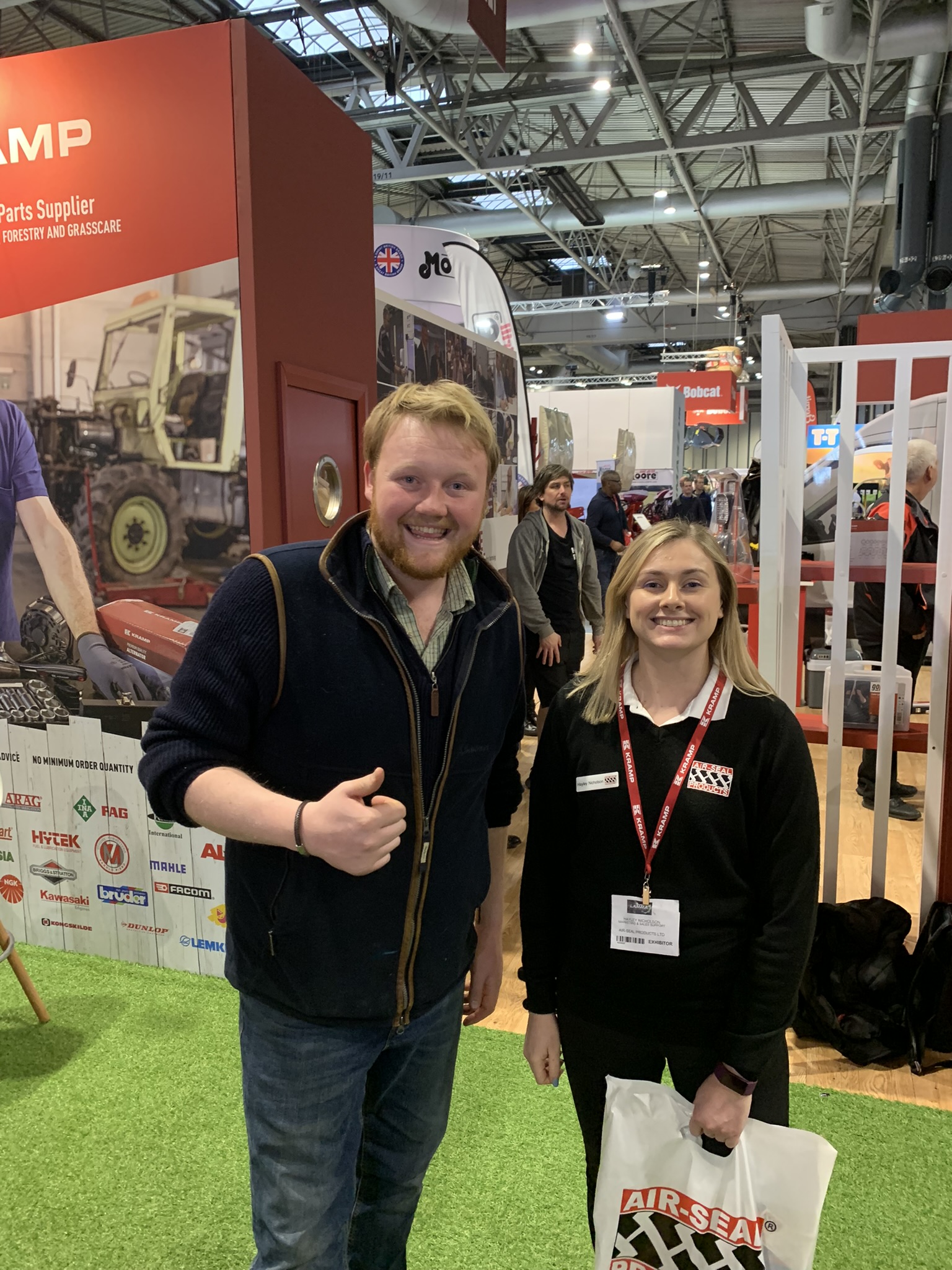 Air Seal Products Marketing Executive Hayley Nicholson Meets Kaleb Cooper from Clarksons Farm at Agricultural Exhibition LAMMA|Air-Seal Products brings in the crowds at LAMMA with their premier tyre sealant demonstration|15mm puncture being sealed by Air-Seal Products premier tyre sealant at LAMMA agricultural exhibition