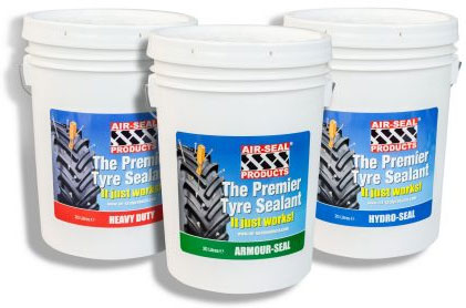 Air-Seal Products Tyre Sealant products including Heavy Duty, Armour-Seal and Hydro-Seal in 20 litre pails.